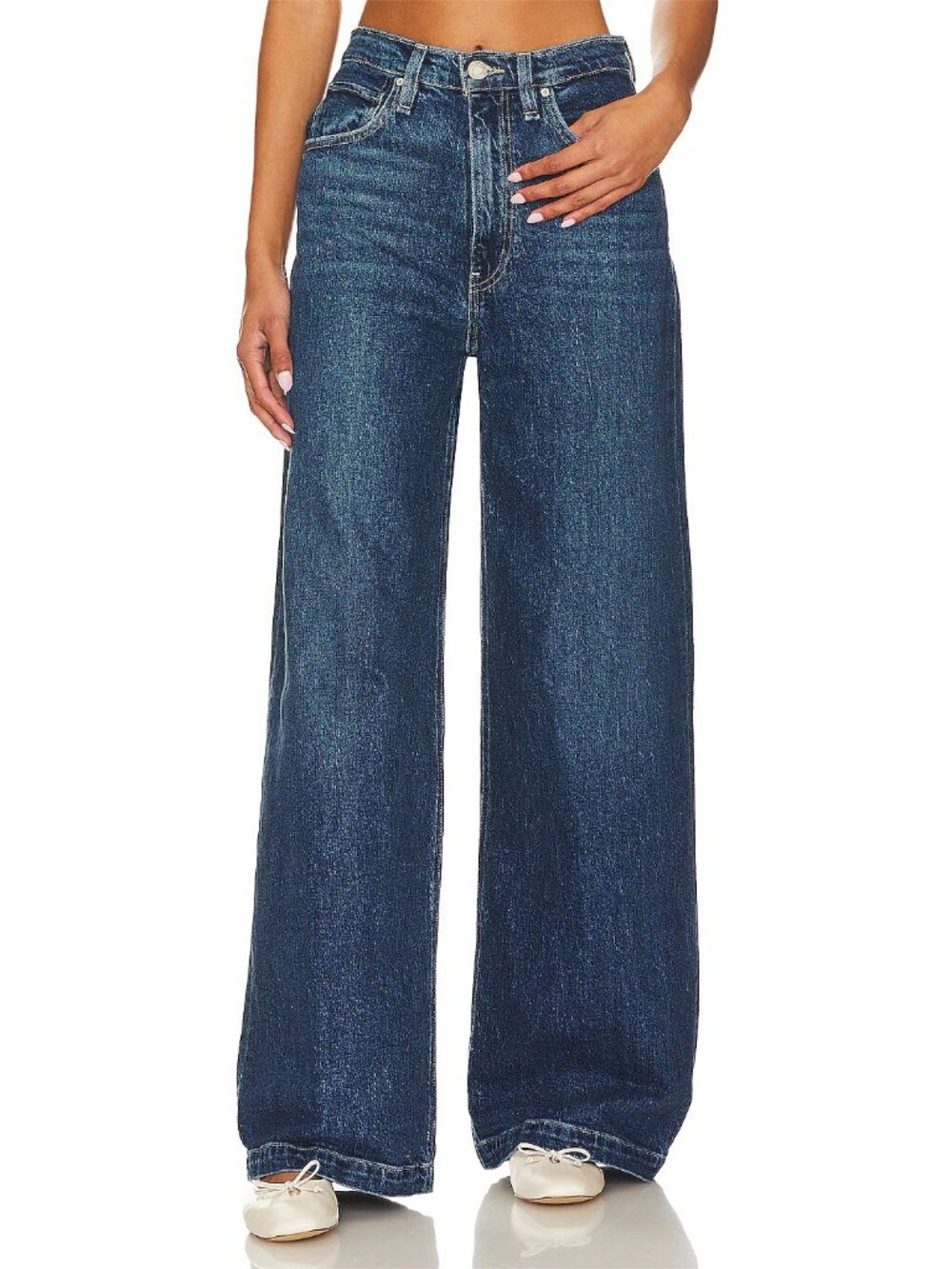 NWT $215 Hudson Jeans James High Rise Wide Leg Jeans NAVAL SIZE 25